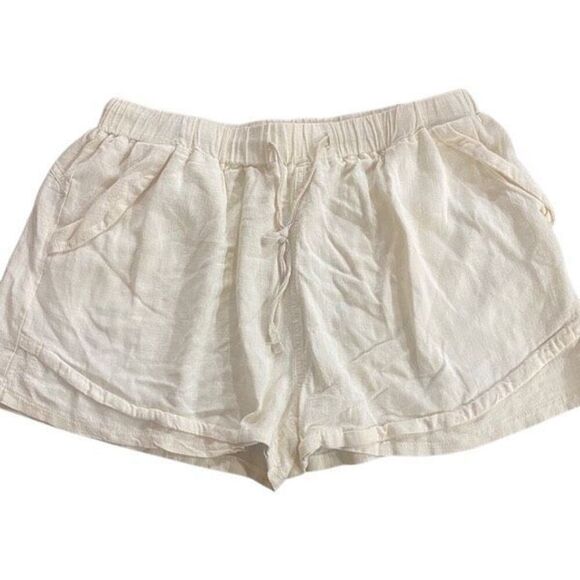 Women’s linen blend shorts size 2XL cream pockets - Picture 1 of 4